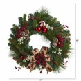 thumbnail image 3 of Nearly Natural 24in. Christmas Pine Artificial Wreath with Pine Cones and Ornaments, 3 of 3