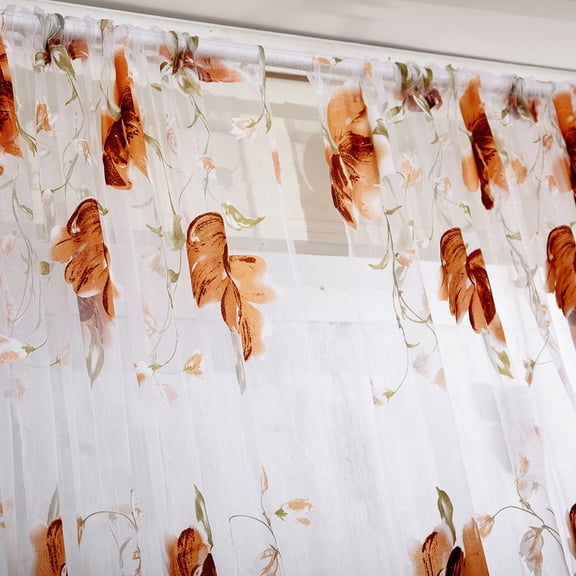 Pompotops Clearance Sales 1 PCS Vines Leaves Door Window Curtain Drape Panel Sheer Scarf Valances