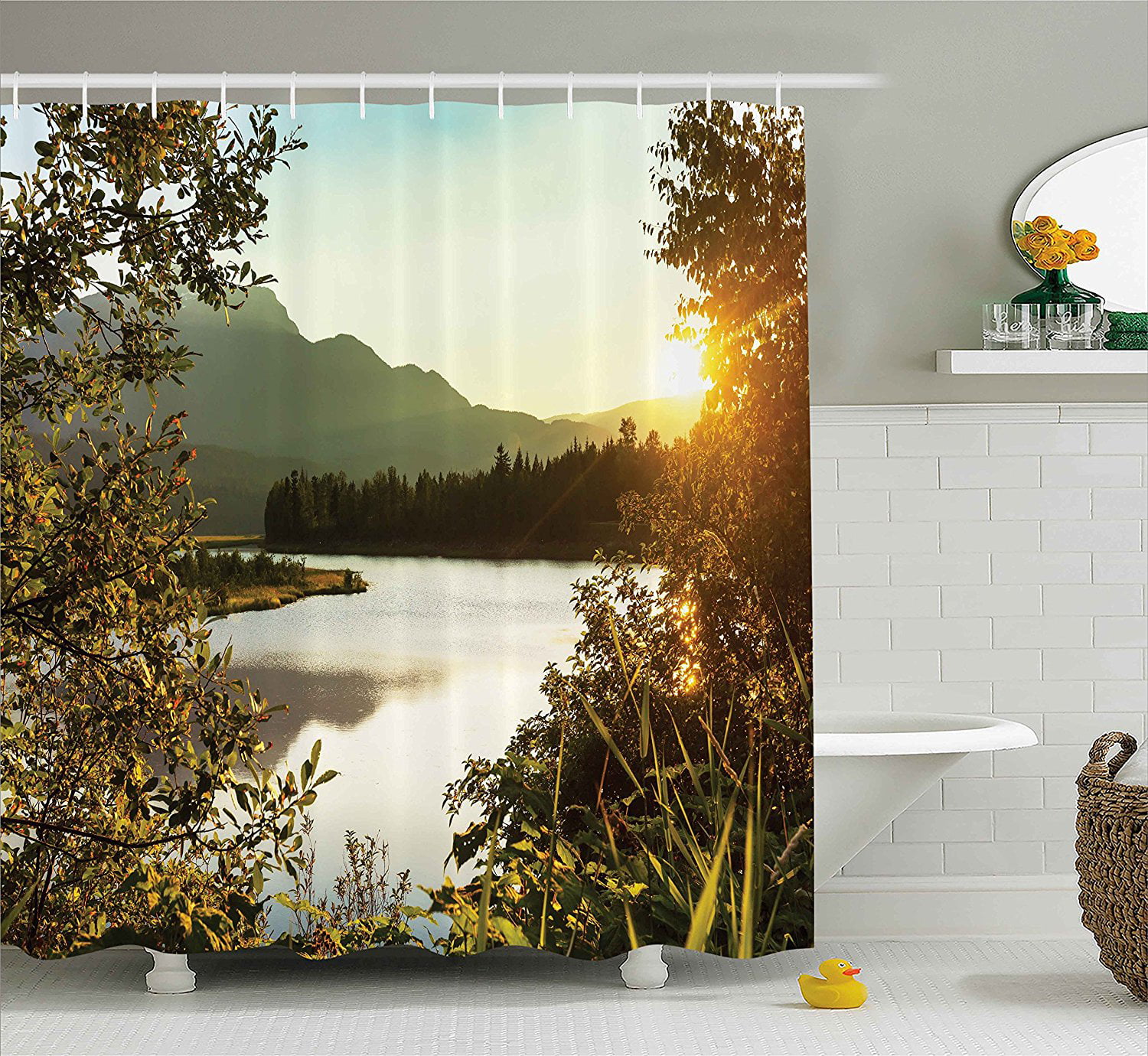 Details about   Fantasy Psychedelic Nature Shower Curtains Mountains Sun Sunset Bath Curtains 