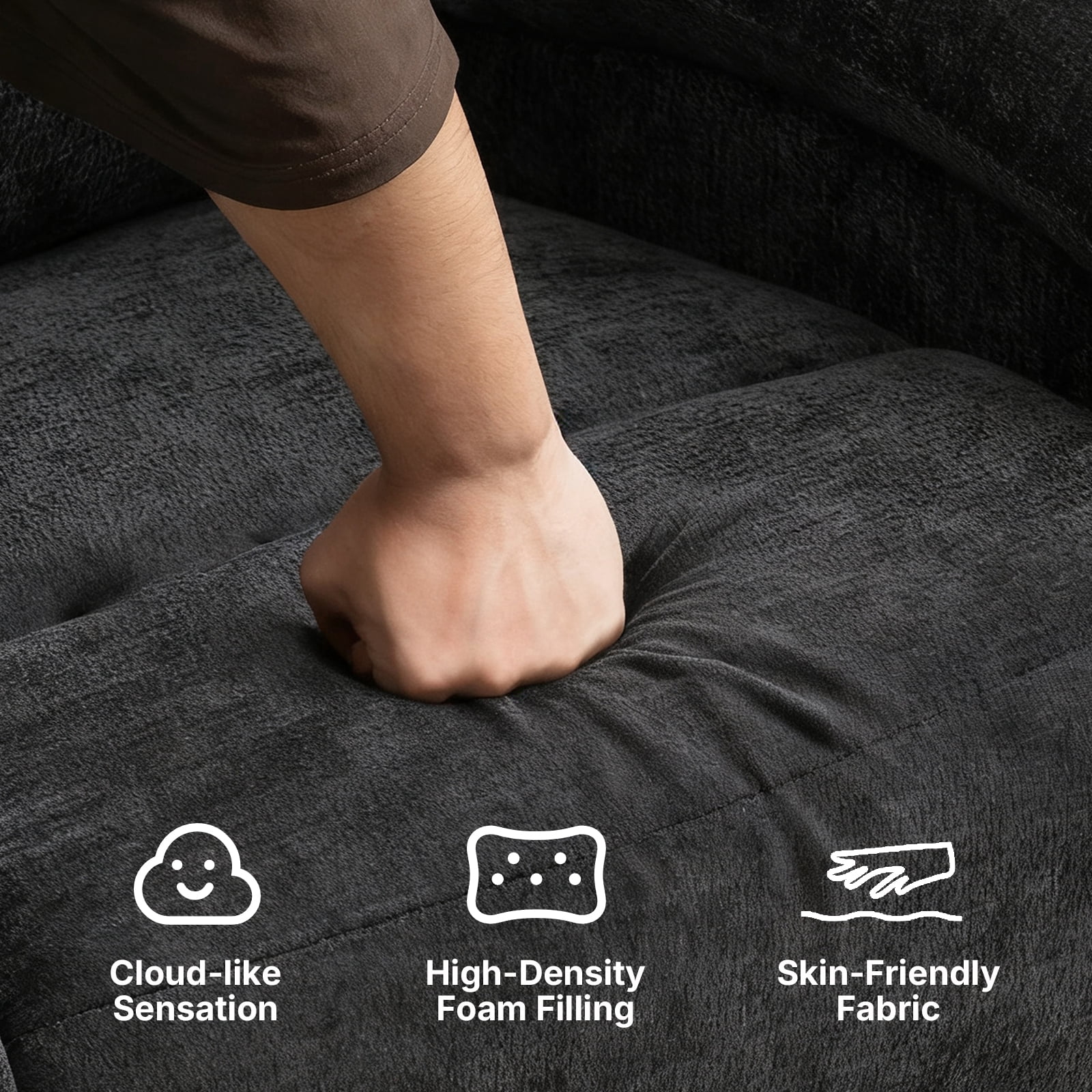 360 Swivel Manual Recliner Chair with Heat and Massage, Overstuffed Comfy Ergonomic Recliner for Elderly Seniors, Lumbar Back Pain Relief w/Pockets, Home Theater Living Room, Black