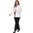 thumbnail image 3 of DARING DIVA Women's Plus Casual Blazer Business Open Front Work Office Jacket 1X White, 3 of 6