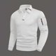 thumbnail image 1 of pstuiky manga larga de hombre, Camiseta de manga larga con solapa y botones para hombre, color liso, con cuello cuadrado pequeño camisetas de hombre m, 1 of 6
