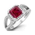 thumbnail image 2 of 2.5 Ctw Square Shape Ruby Synthetic 925 Sterling Silver Split Shank Mother's Day Gift Ring, 2 of 3