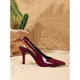 thumbnail image 4 of On feet& in love Women's Patent Leather Pointed Toe Elastic Slingback High Heel Pumps, 4 of 6