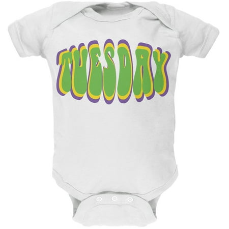 

Mardi Gras - Fat Tuesday Mardi Gras White Soft Baby One Piece - 0-3 months