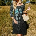 thumbnail image 3 of Glowing Blue-Eyed Lion Portrait Womens Summer Dress Tie Back A Line Flare Dress, 3 of 9