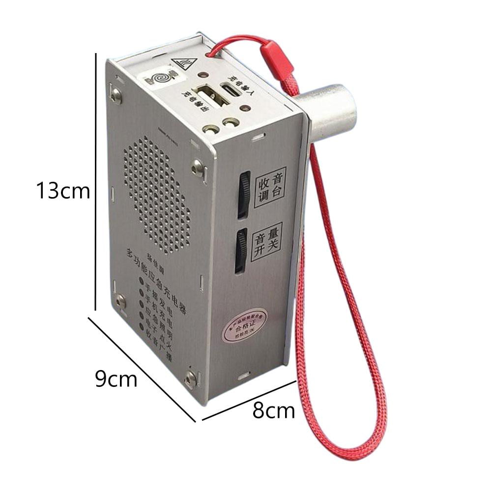 Hand Crank Generator – Portable Emergency Power Bank with Flashlight, FM Radio & Windproof Plasma Lighter, Aluminum Alloy Charger for Camping & Hiking