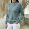 thumbnail image 4 of Women's Mock Neck Knit Sweater, Lightweight Basic Long Sleeve Pullover Tops for Fall Winter Daily Wear M, 4 of 6