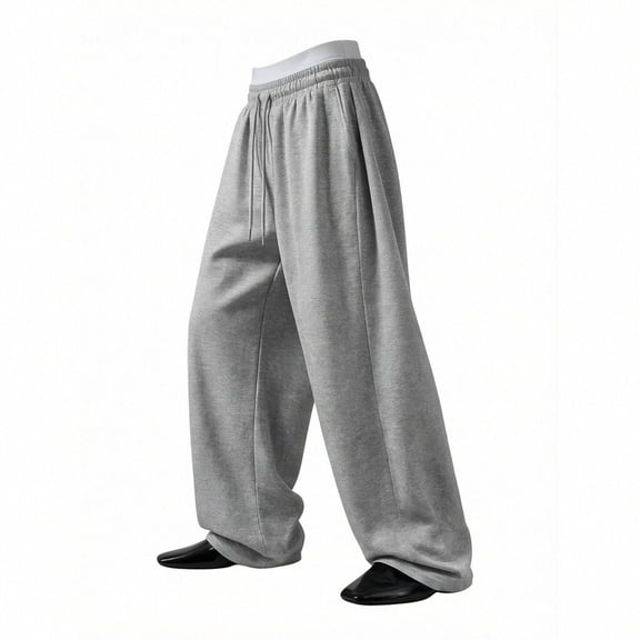 Jerdar Men's Baggy Sweatpants Elastic Waist Drawstring Wide Leg Lounge Track Pants Casual Loose Joggers with Pockets
