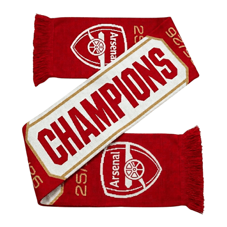 Arsenal FC EPL Champion Fringe Scarf Acrylic Red/White/Gold 1-Pack