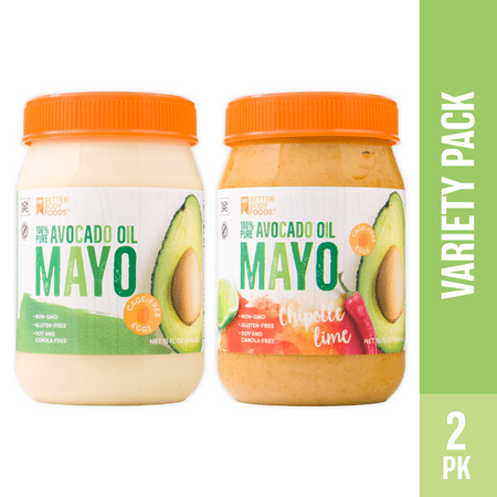 Non Gmo Foods - BetterBody Foods Avocado Oil Mayonnaise Variety Pack, Non-GMO Gluten-Free Sandwich Spread, Regular and Chipotle Lime, 15 Oz. Two Pack