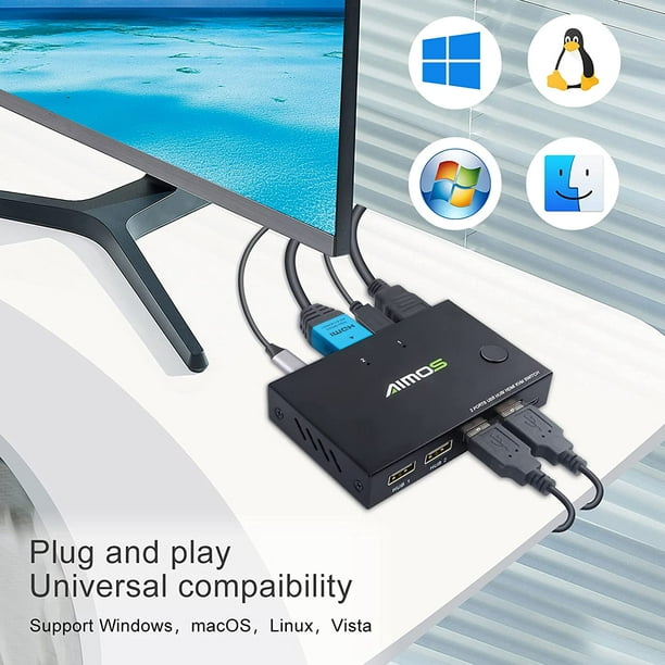 AIMOS USB 2.0 Switch, 4 Entrées 4 Sorties USB Commutateur pour 4