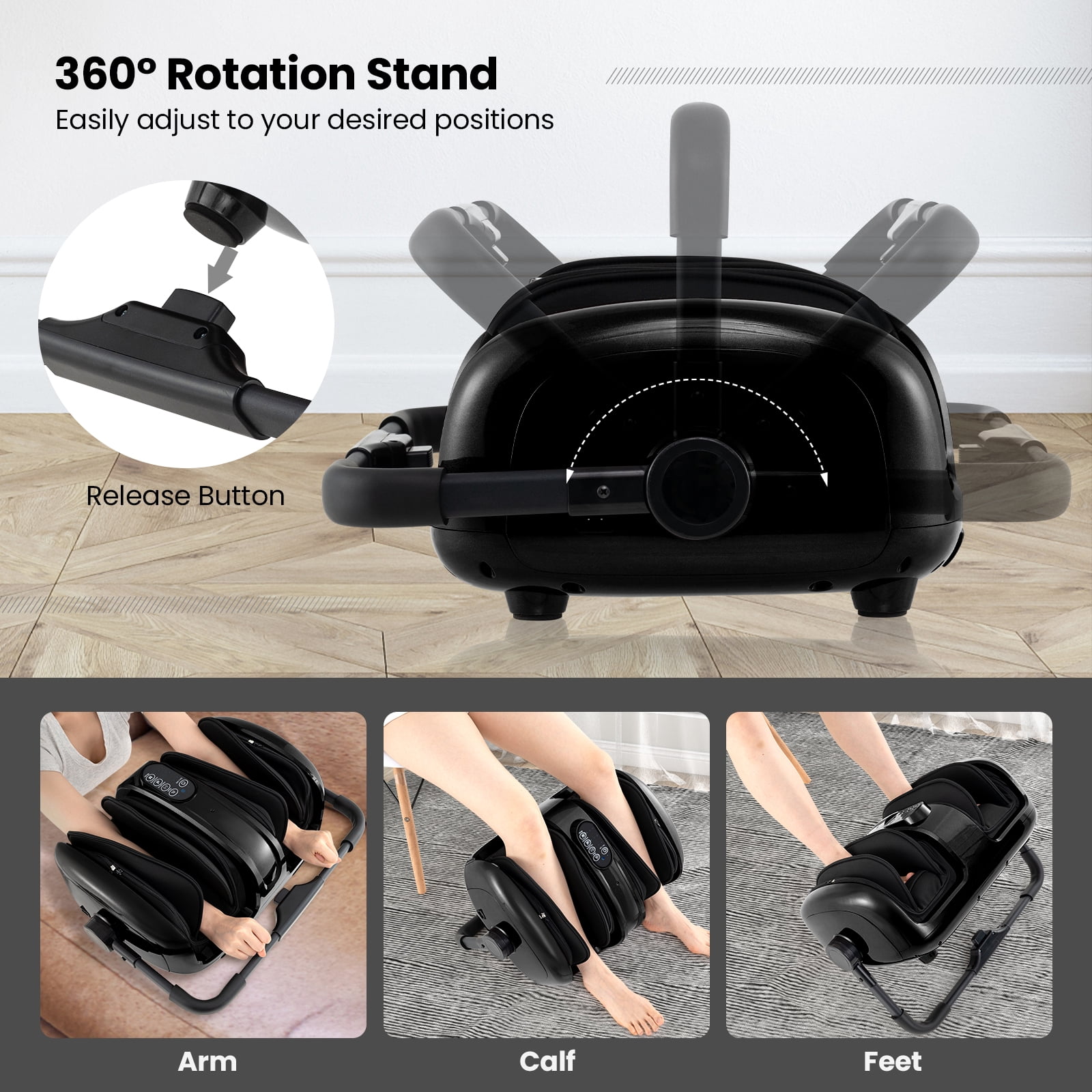 Giantex Foot & Calf Massager w/Heat, Deep Kneading Shiatsu Massager Machine, Gifts for Elder Men Women, Black
