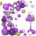 thumbnail image 3 of MMTX Purple White Balloon Arch Garland Kit, 108pcs Purple White Gold Confetti Balloon with Purple Butterfly for Baby Shower Wedding Women Birthday Decoration, 3 of 12
