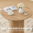 thumbnail image 7 of 31.5" Round Dining Table for 2, Modern Small Pedestal Kitchen Table, Space Saving, for Apartment Dining Living Room. Natural, 7 of 7