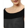thumbnail image 4 of eloria Women's Art Silk Boat Neck Sleevless Partywear Filler Blouse Top, Color : Dark Grey & Black, 4 of 6