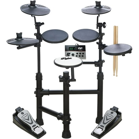 Pyle Electronic Drum Set Portable Powerful Kit with Machine for Beginners, Touch Sensitive Drum Pads