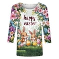 thumbnail image 5 of Idoravan Easter Shirts for Women Plus Size 3/4 Length Sleeve Women'S Shirts Plus Size Women's Fashion Easter Print Loose Casual Round Neck Three-Quarter Sleeve T-Shirt Pullover, 5 of 5