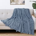 thumbnail image 6 of Pavilia Sherpa Blue Flannel Throw Blanket, 60” x 80”, 6 of 7