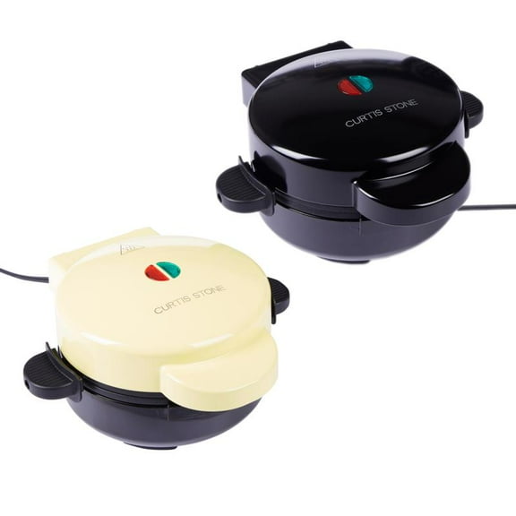 Restored Curtis Stone 2-pack 5" Stuffed Waffle Makers with Recipes & Gift Boxes Yellow (Refurbished)