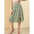 thumbnail image 6 of INSPIRE CHIC Women's High Waisted Split Hem A-Line Floral Skirts S Green, 6 of 7