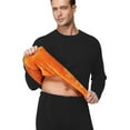 thumbnail image 3 of Men's Winter Thermal Base Layer Set, Golden Fleece Round Neck Long Sleeve Quick-Dry Top and Pants, Warm Sportswear For Fitness and Outdoor,Black,L, 3 of 5