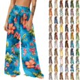 thumbnail image 1 of Pincandy Women Mesh Boho Beach Pants See Through Sheer Swimsuit Bikini Bottom Cover up Party Elastic High Waist Wide Leg Pants, 1 of 7