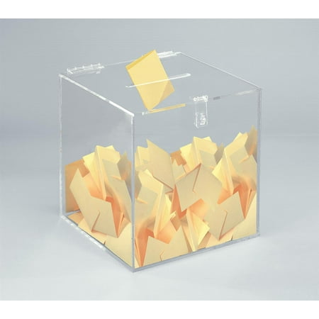 - 12-inch Clear Acrylic Ballot Box Cube with Hinged Lid, for Countertop Use (SEB)