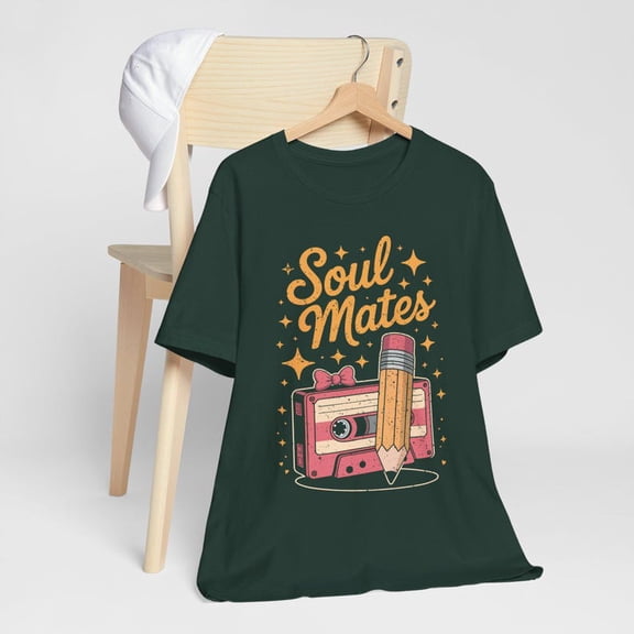 Soul Mates Cassette Tape T-Shirt, Funny Retro Pencil Music Graphic Tee, Vintage 80s 90s Nostalgia Shirt, Sarcastic Retro Music Lover Unisex Tee