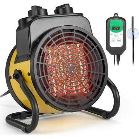 "1500W Greenhouse Heater with Digital Thermostat – 3 Modes, 3S Fast Heating, 90 ° Tilt, Overheat Protection for Camping, Grow Tent, Patio, Garage & Indoor Use"