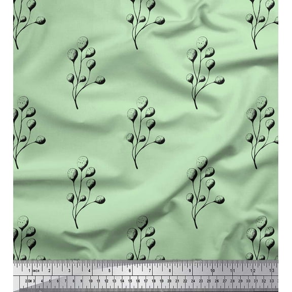 Soimoi Green Cotton Duck Fabric Berries Fruit Fabric Prints By Yard 44 Inch Wide