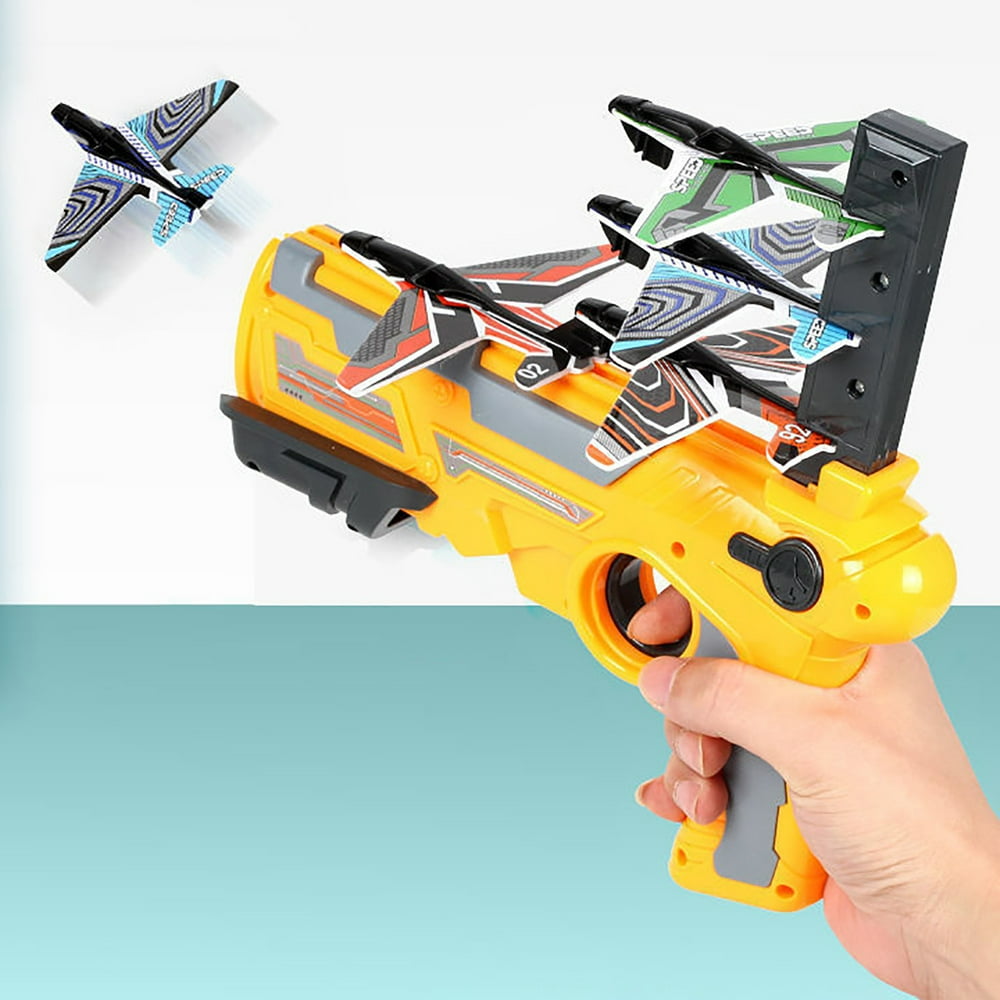Bseka Air Battle Catapult Plane Toy One-Click Ejection Model Foam Airplane Launcher with 4 Pcs