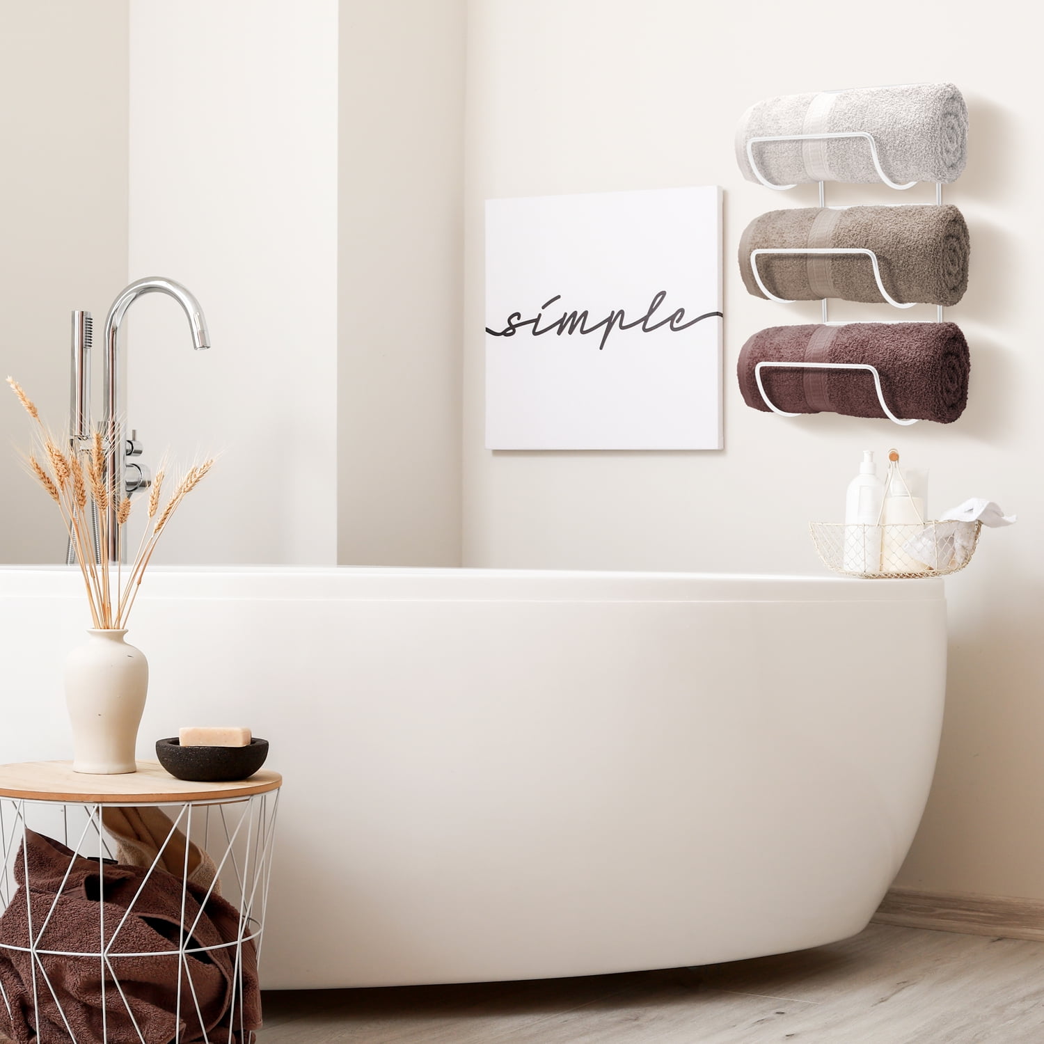 Sorbus Wall Mounted Metal Towel Rack Holder for Bathroom 2 x 2-Pack- Set of 4 (White)