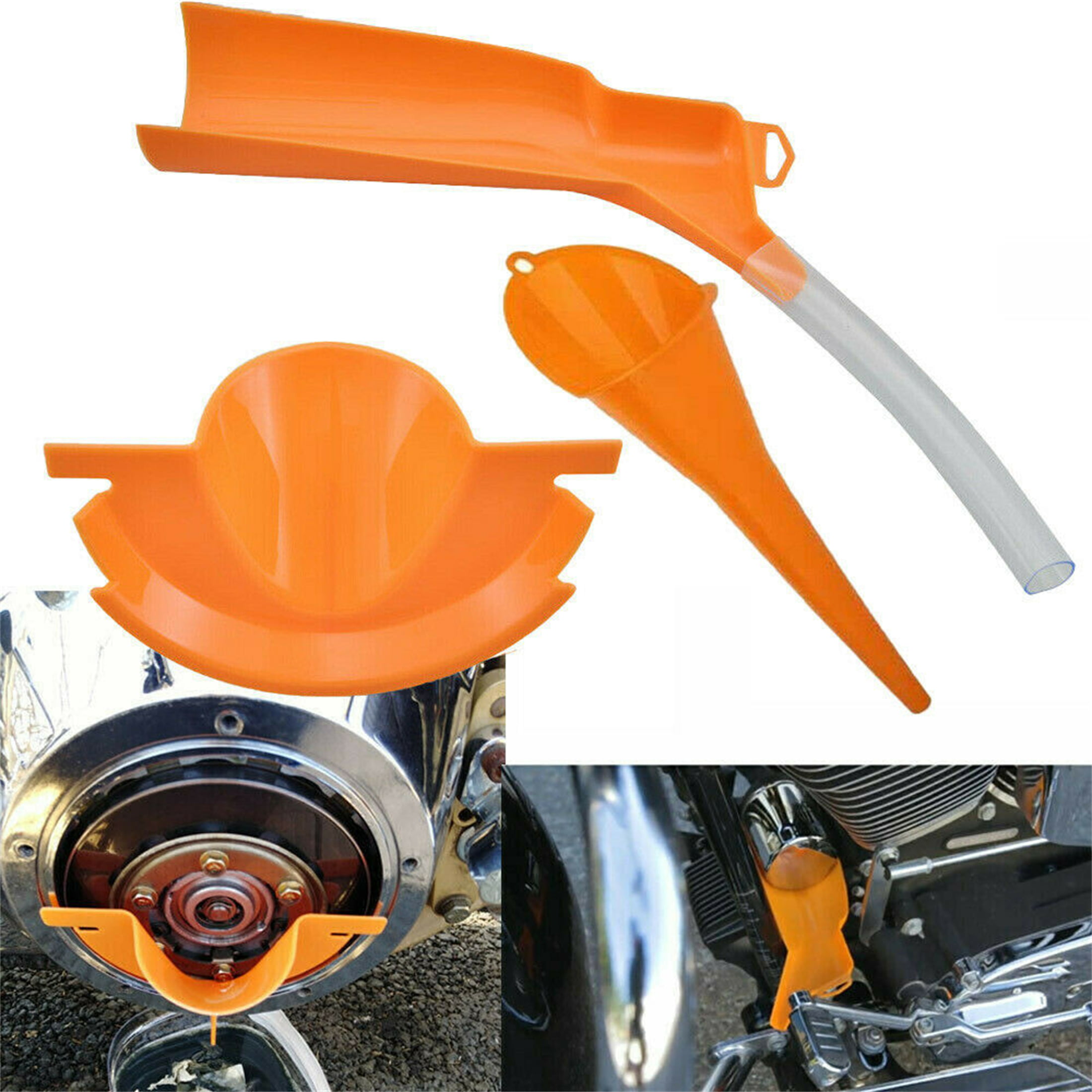 Oil Filter Funnel Drip Free Oil Change Tool & Hose Kit Orange 