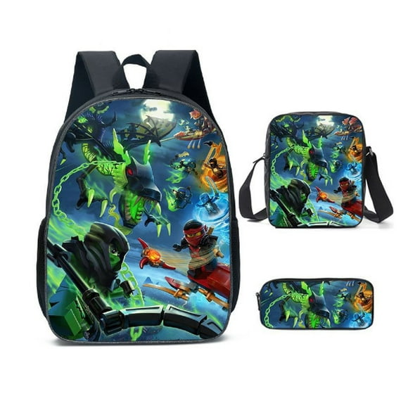 Cartoon Ninja Lego Children'S Backpack Primary And Secondary School Students Large Capacity Leisure Schoolbag Three-Piece Set 9 -WEVALLEY