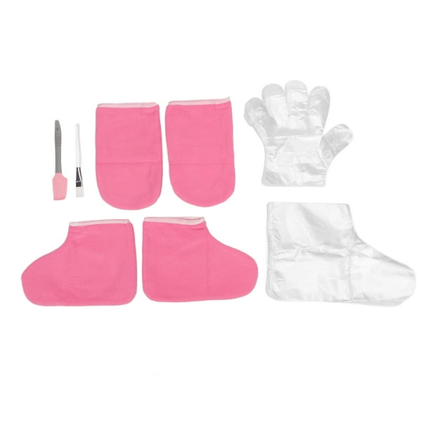 Juego de tratamiento de cera para manos y pies, cepillo para encerar, guante de tela rosa, cubierta para pies, guante desechable, cubierta para pies, juego de tratamiento de Spa, 100 Uds.