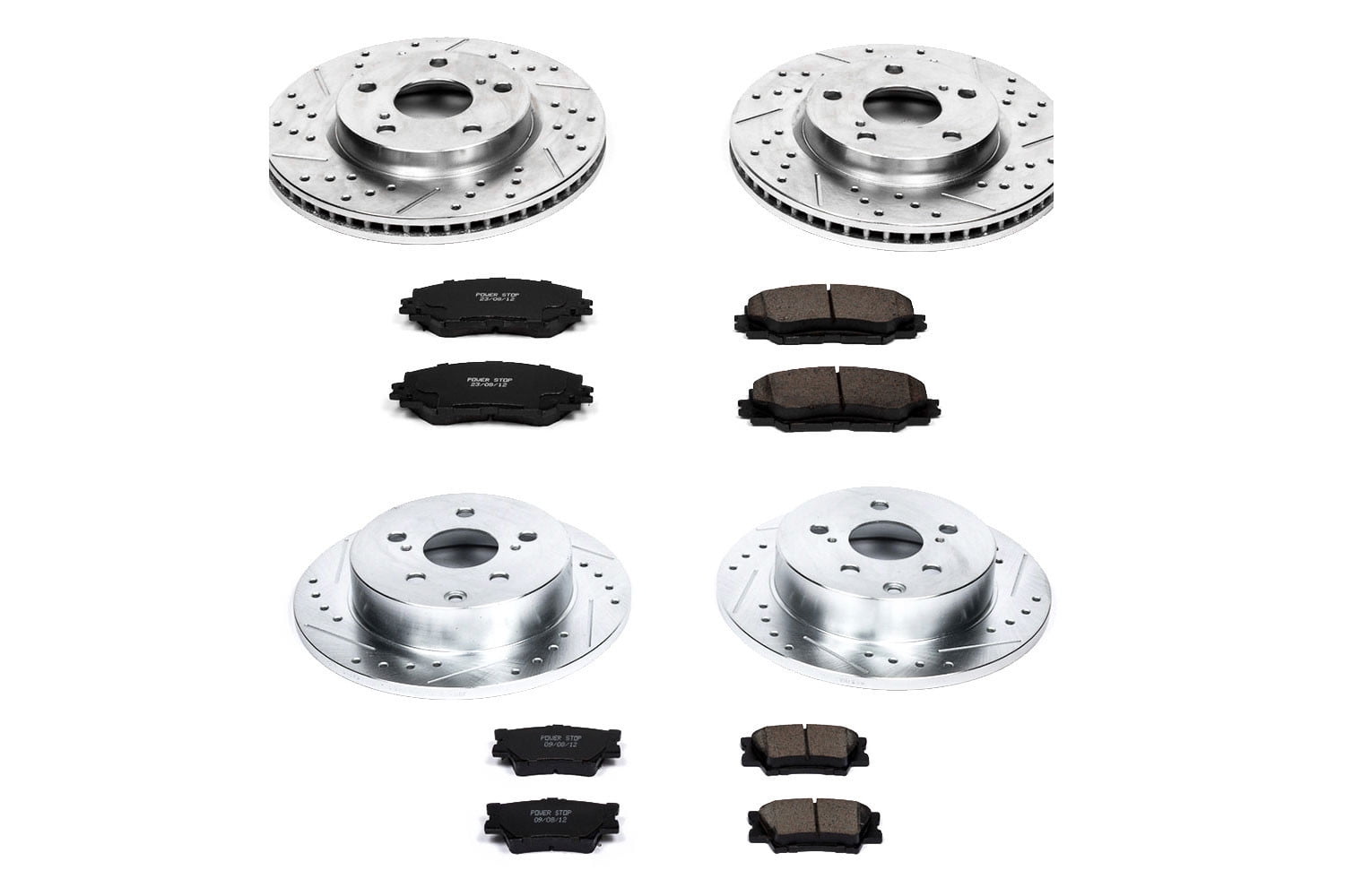 PowerStop Front and Rear Z23 Evolution Sport Carbon-Fiber Ceramic Brake Pad and Drilled & Slotted Rotor Kit Fits: LEXUS TOYOTA Select Models K4100