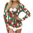thumbnail image 4 of Brilliant Sleepwear for Women Plus Size Clearance Women’s Valentine's Day Pajamas Love Chrismas Print V-Neck Long Sleeve Sexy Bodysuit Sexy Lingerie Pajamas Romper, 4 of 8