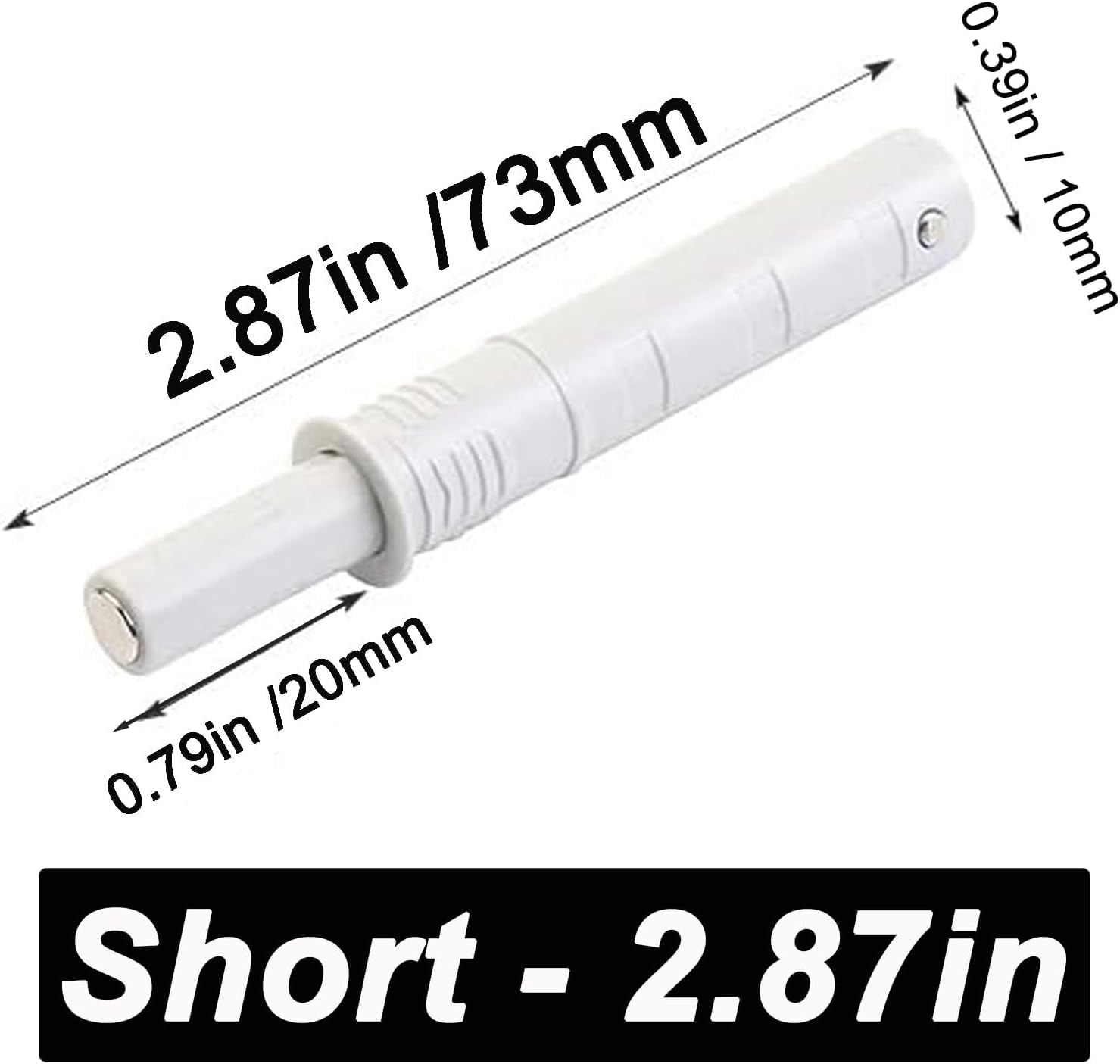 JJEAN-2.87" Push to Open Cabinet Hardware 5 Pack Push Latch & Lock for Hidden Door Touch Latches and Catch Push Release Drawer Pull Tip on RV Closet Close Strong Pop Out, White