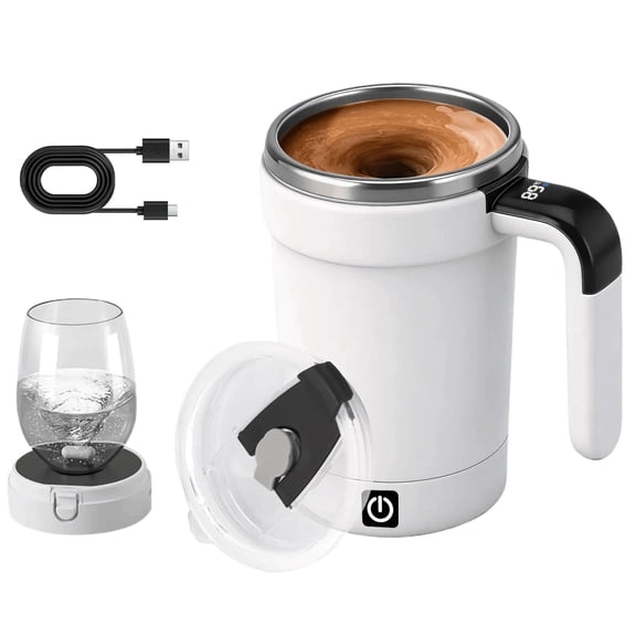 Automatic Stirring Coffee Mug,Rechargeable Self Stirring Mug with Temperature,Magnetic Coffee Cup Stirrer,Suitable for Coffee, Tea, Milk 12.85oz
