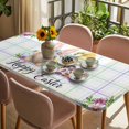thumbnail image 3 of Spring Easter Table Cloths for 6 Foot Rectangle Tables, Watercolor Eggs Gnomes Flowers Leaf Plaid Patio Waterproof Elastic Fitted Tablecloths, Washable Rectangular Table Cover for Camping, 3 of 8
