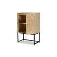 thumbnail image 2 of Baxton Studio Ardon Bohemian Light Brown Finished Wood and Black Metal 2-Door Storage Cabinet with Natural Rattan, 2 of 7