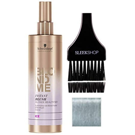 Schwarzkopf Blond Me INSTANT BLUSH BLONDE BEAUTIFIER - Ice (with Sleek Tint Brush) Blonde Me Spray-On Temporary Pastel Tone Color (ICE - 8.4