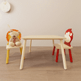 thumbnail image 4 of JAMPOOCA Kids 3-Piece Lion & Monkey Cartoon Animal Decoration Activity Table and Chair Set, 4 of 9