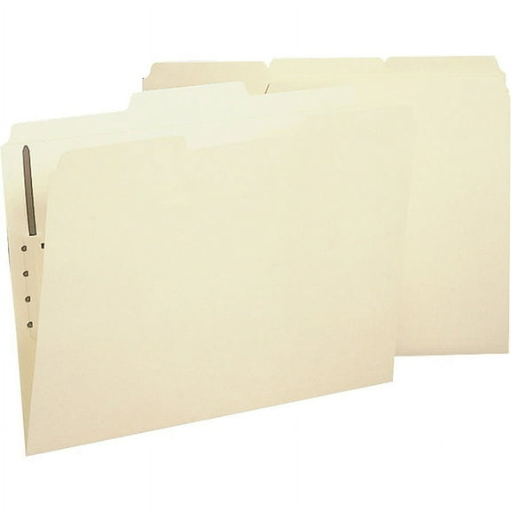 Business Source 1/3 Tab Cut Legal Recycled Fastener Folder - 8 1/2" x 14" - 1 Fastener(s) - Manila - 10% Recycled - 50 / Box | Bundle of 2 Boxes