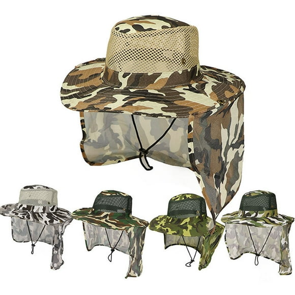 Sunjoy Tech Mens Wide Brim Sun Hat with Neck Flap Fishing Safari Cap for Outdoor Hiking Camping Gardening Lawn Field Work