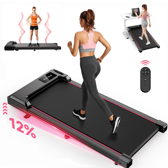 Walking Pad with Vibration Under Desk Treadmill, Manual Incline, 2.5HP 3.8MPH Fitness Jogging Machine with Remote Patbrela LED Display for Home Office