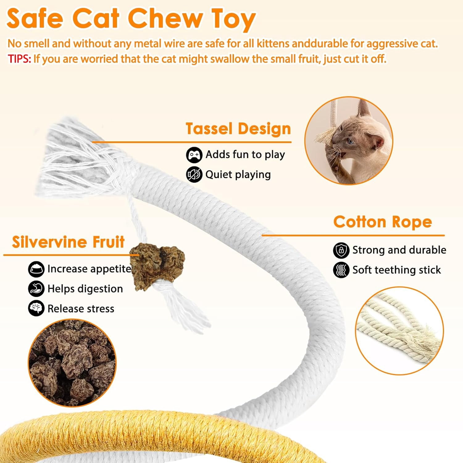 Cat Toys Silvervine Sticks - 8Pack Natural Silvervine Sticks for Cats, Cat Chew Toy for Teeth Cleaning, Interactive Kitten Chew Ropes to Redirect Chewing Habits, Kitty Chew Sticks