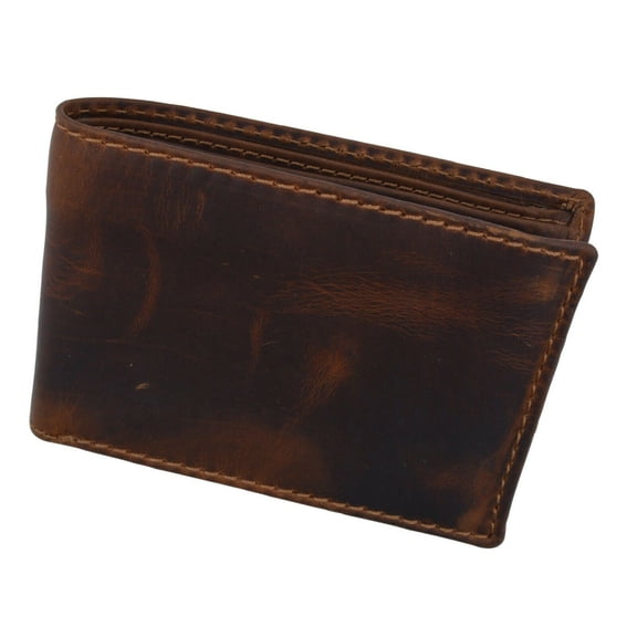 Brown RFID Blocking Vintage Hunter Leather Men's Bifold Wallet Flap Top