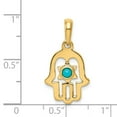 thumbnail image 2 of 14k Or Jaune Solide Poli Texturé Retour Simulé Turquoise Chamseh Pendentif Mesures 17x14mm Bijoux Cadeaux, 2 of 3